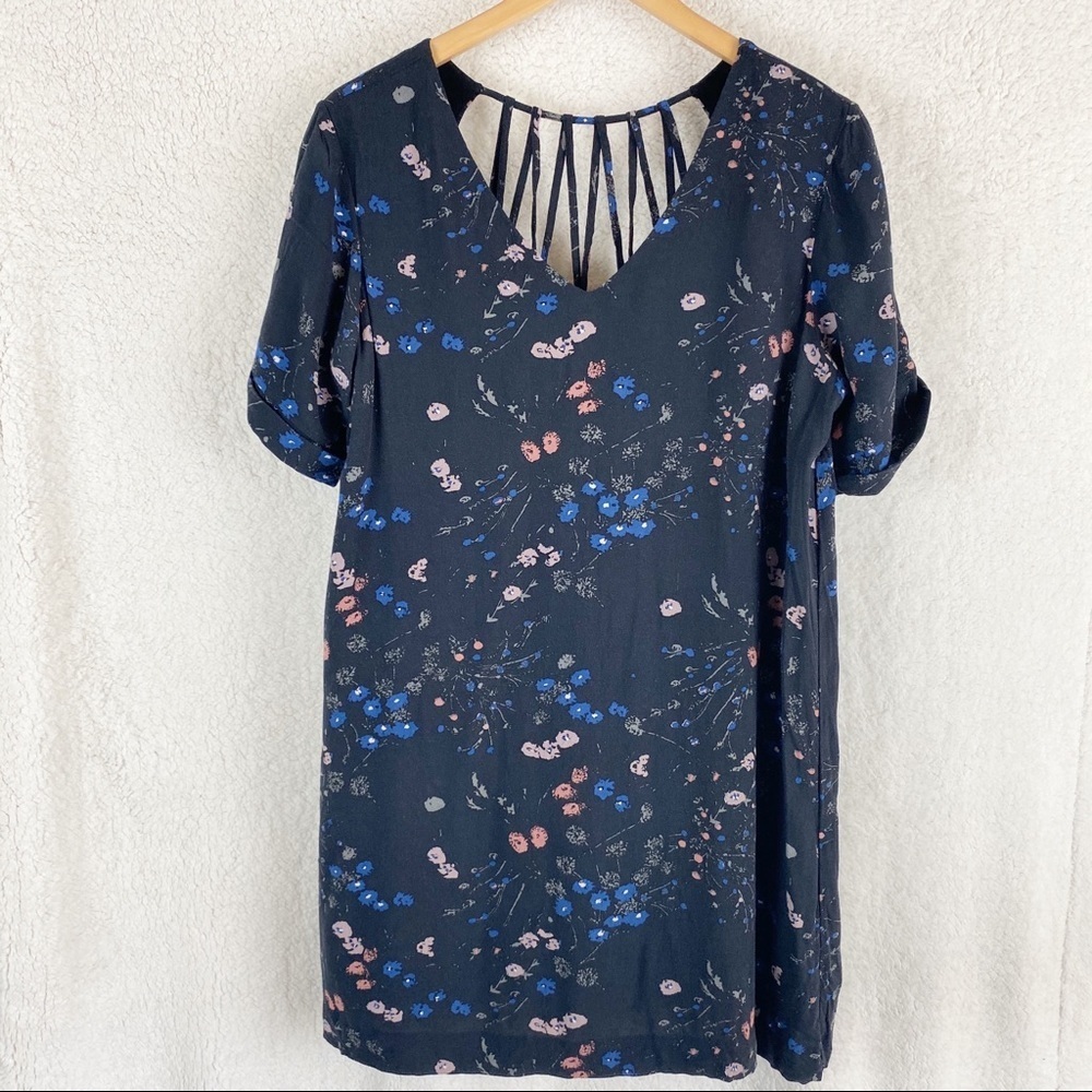 GF Collection Cage Back Black Floral Shift Dress